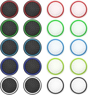 20 Piezas Joystick Thumbstick Grips: Mando Cubierta Protectora de Apretones de Pulgar de Silicona para Xbox One Series X/S, PS4, PS5 Controlador Accesorios