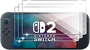[3 Pack] Cristal Templado protector de pantalla para Nintendo Switch 2 （2025）,[9H Dureza] [Alta Definicion 0.3mm].