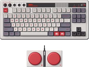 8Bitdo Retro Mechanical Keyboard, Bluetooth/2.4G/USB-C Hot Swappable Gaming Keyboard with 87 Keys, Dual Super Programmable Buttons for Windows and Android - N Edition - QWERTY English Keyboard