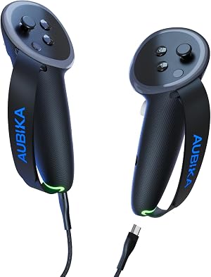 Aubika Recargable Funda de Agarre Controlador para Meta Quest 3, Oculus Quest 3 Accesorios, con 2 Bater&iacute;as de Repuesto, Protector en VR