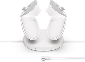 Base de Carga compacta Meta Quest &mdash; Funciona con Meta Quest 3/3S &mdash; Cable de Carga m&aacute;s Largo &mdash; Los Controladores Touch Plus se cargan de Forma inal&aacute;mbrica