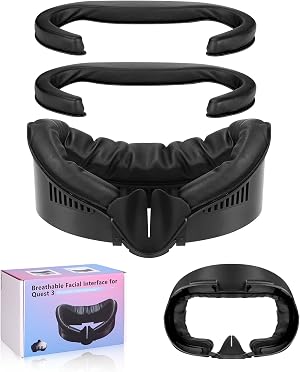 Bixury Face Cover Pad Interfaz Facial Compatible con Quest 3 Accesorios Interfaz Facial Compatible con Meta 3 con 3 la Cara de PU Suave Almohadilla de Repuesto