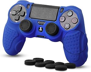 CHIN FAI PS4 Funda para Cubrir el Mando de PS4 con 4 Grips para Pulgares, Funda Antideslizante de Silicona, Carcasa Protectora para Mando de Sony PS4 / Slim/Pro