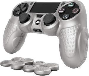CHIN FAI PS4 Funda para Cubrir el Mando de PS4 con 4 Grips para Pulgares, Funda Antideslizante de Silicona, Carcasa Protectora para Mando de Sony PS4 / Slim/Pro