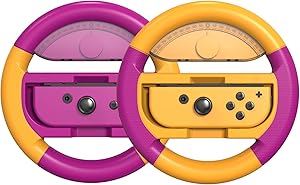 COODIO Volante Pro Switch, Volante Joy-Con, Grip C&oacute;modo Volante de Carreras para Mario Kart 8 Deluxe / Nintendo Switch & Versi&oacute;n OLED, Morado Ne&oacute;n / Naranja Ne&oacute;n (Pack de 2)