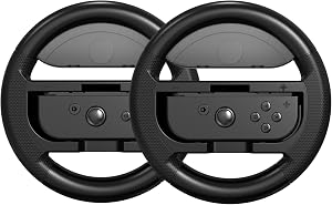 COODIO Volante Pro Switch, Volante Joy-Con, Grip C&oacute;modo Volante de Carreras para Mario Kart 8 Deluxe / Nintendo Switch & Versi&oacute;n OLED, Negro (Pack de 2)