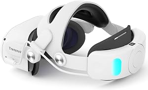 Correa Elite Ajustable Compatible con Oculus/Meta Quest 2 con 6000 mAh bater&iacute;a, TRANSNOVO VR Accesorios Reduce Presi&oacute;n de Cabeza, C&oacute;modo de Llevar