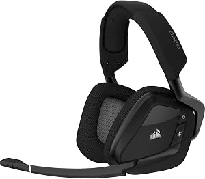 Corsair VOID RGB ELITE Auriculares Inal&aacute;mbricos para Juegos - Sonido Envolvente 7.1 - Micr&oacute;fono Omnidireccional - Almohadillas de Malla de Microfibra - Compatible iCUE - PC, Mac, PS5, PS4 - Carbono