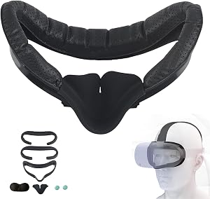Cubierta Facial de Silicona KUBDPQOR, Design Interfaz Facial Compatible con Quest 2, Set Completo de 7 en 1 para una Experiencia de Realidad Virtual Inmersiva, Kit de Accesorios VR antifugas de luz