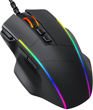 Dacoity Rat&oacute;n Gaming con Cable, Rat&oacute;n RGB Ergon&oacute;mico de 8000 dpi (5 Niveles), 8 Botones Programables, 7 Modos de Iluminaci&oacute;n RGB Personalizable, Ratones USB para PC, Laptop, MacBook - Negro