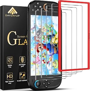 daydayup 4 piezas Protector de Pantalla Compatible con Nintendo Switch 2 con [Marco de alineaci&oacute;n] .Cristal Templado Antiara&ntilde;azos para Switch 2, Pel&iacute;cula Protectora para Switch 2 (7.9")