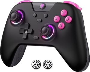 EasySMX X05 Mando PC Inalambrico con RGB Luz- Hall Joystick- Hall Trigger- 750 mAh Bater&iacute;a Recargable- Vibraci&oacute;n- Turbo para PC/Switch/M&oacute;vil- Gamepad PC Compatible con Black Myth: Wukong- Negro