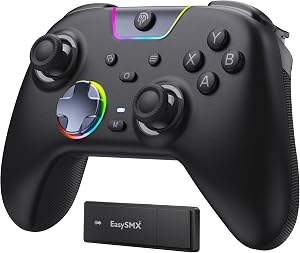 EasySMX X05 Pro Mando Inal&aacute;mbrico para PC &ndash; Gatillos de 2 Etapas Mejorados, Botones Silenciosos, Joysticks Hall, Sondeo 1000Hz, D-Pad 8 Direcciones, 1000mAh,Multiplataforma PC/Switch/Android/iOS,Negro