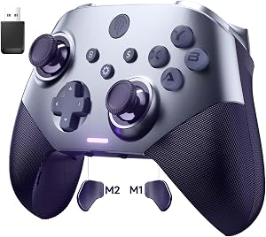 EasySMX X10 Mando PC Inalambrico con Botones Mec&aacute;nicos- Carcasa Facial Magn&eacute;tica Reemplazable DIY- Hall Joystick- Hall Trigger- 1000mAh Bater&iacute;a para PC/Switch/M&oacute;vil/Black Myth: Wukong- Morado