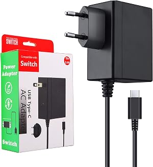 ECCHTPOOWER Cargador Nintendo Switch, Adaptador de Corriente de Carga R&aacute;pida USB Tipo C, Compatible con Modo TV/Switch Lite/Otros Dispositivos de Tipo1 C (1,5M)