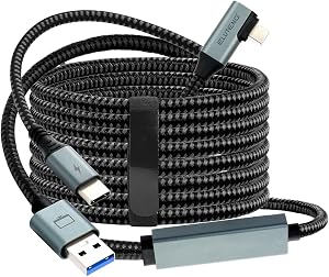 ELUTENG Cable USB C de 90 grados a tipo C 3.0, 5M Cable Link, 5Gbps compatible con Oculus Meta Quest 3 Accesorios, Quest 2/Quest Pro/Pico 4/PC Steam VR, para Auriculares VR/PC