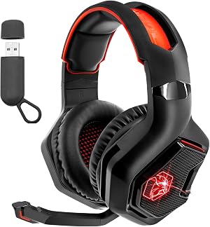 EMPIRE GAMING - WarCry P-W1 Cascos Auriculares Gaming Inal&aacute;mbrico con Micr&oacute;fono - PC/PS4/PS5/Xbox/Switch/Mac -2,4 GHz Wireless - Sonido Est&eacute;reo Surround -LED Roja