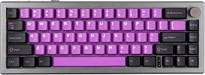 EPOMAKER EK68 Teclado Mec&aacute;nico Inal&aacute;mbrico/Bluetooth/USB-C. 65% Teclado con bater&iacute;a 3000mAh,Volumen bot&oacute;n,RGB,Hot Swap,para Juegos/Oficina/PC/Mac/Linux (US Negro P&uacute;rpura, Wisteria Linear Switch)