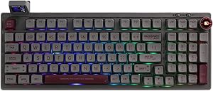 EPOMAKER RT100 Gasket Teclado Mecánico BT5.0/2.4G/USB-C con Pantalla Personalizable, Perilla, Hot-Swap, 5000mAh Batería para Win/Mac/Gaming(RT100 Black, Gateron Pro Yellow)