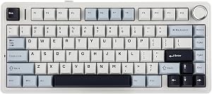 EPOMAKER x Aula F75 75% Gasket Teclado Mec&aacute;nico, inal&aacute;mbrico/Bluetooth/USB-C, fon Cinco Capas de Pads, Perilla, RGB, bater&iacute;a, NKRO (LEOBOG Reaper Switch, Light Blue)