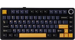 EPOMAKER x Aula F75 Teclado Mec&aacute;nico 75% Inal&aacute;mbrico para Juegos, Bluetooth/2.4GHz/USB-C, RGB, Gasket, Intercambiable en Caliente, Perilla, Acolchado de 5 Capas, NKRO (Black, LEOBOG Reaper Switch)
