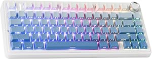 EPOMAKER x Aula F75 Teclado mec&aacute;nico Gasket, para juegos 75 % intercambiable en caliente, acolchado de 5 capas, botones, Bluetooth, inal&aacute;mbrico, USB-C, RGB (gradiente azul, interruptor LEOBOG Reaper)