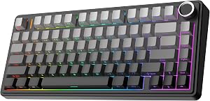 EPOMAKER x Aula F75 Teclado mec&aacute;nico Gasket, para Juegos 75% Intercambiable en Caliente, Acolchado de 5 Capas, Botones, Bluetooth, inal&aacute;mbrico, USB-C, RGB (gradiente Negro, Interruptor LEOBOG Reaper)