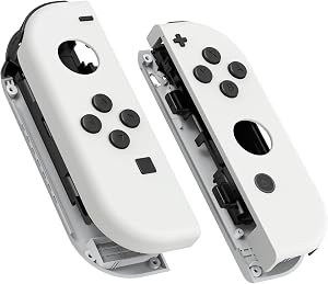 eXtremeRate Carcasa Joycon para Nintendo Switch & OLED Funda de Agarre Reemplazo Shell con Botones para Nintendo Switch Joycons OLED No Incluye Carcasa de Consola(Blanco Esmerilado)