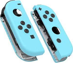 eXtremeRate Carcasa Joycon para Nintendo Switch & OLED Funda de Agarre Reemplazo Shell con Botones para Nintendo Switch Joycons OLED No Incluye Carcasa de Consola(Celeste)