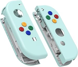 eXtremeRate Carcasa Joycon para Nintendo Switch & OLED Funda de Agarre Reemplazo Shell con Botones para Nintendo Switch Joycons OLED No Incluye Carcasa de Consola(Cian Claro)