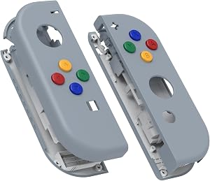 eXtremeRate Carcasa Joycon para Nintendo Switch & OLED Funda de Agarre Reemplazo Shell con Botones para Nintendo Switch Joycons OLED No Incluye Carcasa de Consola(New Hope Gray)