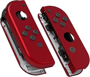 eXtremeRate Carcasa Joycon para Nintendo Switch & OLED Funda de Agarre Reemplazo Shell con Botones para Nintendo Switch Joycons OLED No Incluye Carcasa de Consola(Rojo Esmerilado)