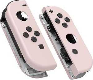eXtremeRate Carcasa Joycon para Nintendo Switch & OLED Funda de Agarre Reemplazo Shell con Botones para Nintendo Switch Joycons OLED No Incluye Carcasa de Consola(Rosa)