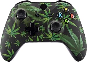 eXtremeRate Carcasa para Xbox One S X Accesorios Funda Delantera Protectora de la Placa Frontal Cubierta Antideslizante para Xbox One X S Control-Model 1708 (Hojas Verdes)