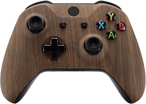 eXtremeRate Carcasa para Xbox One S X Accesorios Funda Delantera Protectora de la Placa Frontal Cubierta Antideslizante para Xbox One X S Control-Model 1708 (Veta de Madera)