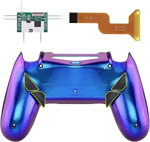 eXtremeRate Dawn Programable Remap Kit Bot&oacute;n de Reasignaci&oacute;n para ps4 con Board de Actuelizaci&oacute;n&Carcasa Trasera Dise&ntilde;ada&4 Botones Traseros para ps4 Mando JDM 040/050/055(De Azul a Violeta)