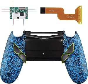 eXtremeRate Dawn Programable Remap Kit Bot&oacute;n de Reasignaci&oacute;n para ps4 con Board de Actuelizaci&oacute;n&Carcasa Trasera Dise&ntilde;ada&4 Botones Traseros para ps4 Mando JDM 040/050/055(Salpicadura Azule)