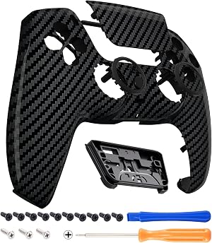 eXtremeRate Luna Redise&ntilde;ado Carcasa Frontal con Panel T&aacute;ctil Compatible con ps5 BDM-010 BDM-020 BDM-030 BDM-040 Carcasa Delantera Placa Frontal Funda Portectora Compatible con ps5(Fibra de Carbono)