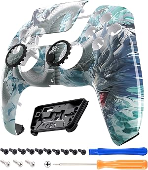 eXtremeRate Luna Redise&ntilde;ado Carcasa Frontal con Panel T&aacute;ctil Compatible con ps5 BDM-010 BDM-020 BDM-030 BDM-040 Carcasa Delantera Placa Frontal Funda Portectora(Dominador de La Nube)