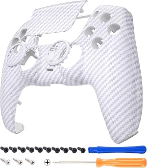 eXtremeRate Luna Redise&ntilde;ado Carcasa Frontal con Panel T&aacute;ctil Compatible con ps5 BDM-010 BDM-020 BDM-030 BDM-040 Carcasa Delantera Placa Frontal Funda Portectora(Fibra de Carbono Blanco)