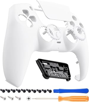 eXtremeRate Luna Redise&ntilde;ado Carcasa Frontal con Panel T&aacute;ctil Compatible con ps5 BDM-010 BDM-020 BDM-030 BDM-040 Control Placa Frontal Funda Portectora Compatible con ps5 Mando(Blanco)