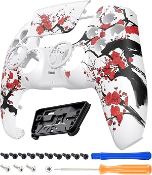 eXtremeRate Luna Redise&ntilde;ado Carcasa Frontal con Panel T&aacute;ctil para ps5 BDM-010/020/030/040/050 Carcasa Delantera Placa Frontal Funda Portectora Compatible con ps5(Flor de Invierno)