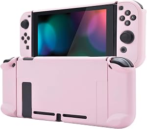 eXtremeRate PlayVital Funda para Nintendo Switch Carcasa Estuche Acoplable Protector Tacto Suave Case de Joycons Protectora Duradera Cover C&aacute;scara para Control Switch Joycon Consola(Rosa Sakura)
