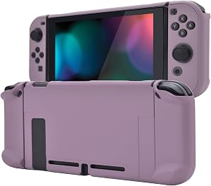 eXtremeRate PlayVital Funda para Nintendo Switch Carcasa Estuche Acoplable Protector Tacto Suave Case de Joycons Protectora Duradera Cover C&aacute;scara para Control Switch Joycon Consola(Violeta Gris&aacute;ceo)