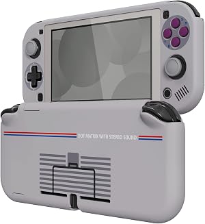 eXtremeRate PlayVital Funda para Nintendo Switch Lite, Carcasa Protectora con Protector de Pantalla de Vidrio Templado, Protector Duradero, Accesorios para Switch Lite (Cl&aacute;sico 1989 GB DMG-01)