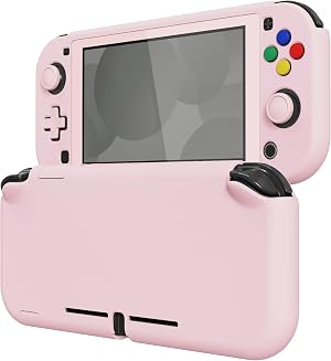 eXtremeRate PlayVital Funda para Nintendo Switch Lite, Carcasa Protectora con Protector de Pantalla de Vidrio Templado, Protector Duradero, Accesorios para Switch Lite (Rosa)