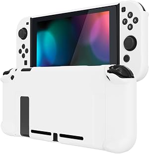 eXtremeRate PlayVital Funda Suave para Nintendo Switch Carcasa Dura Estuche Protector Separable de Joycons Protectora Dockable Cover C&aacute;scara para Switch Joycon Consola(Blanco)