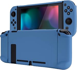 eXtremeRate PlayVital Funda Tacto Suave para Nintendo Switch Carcasa Dura Estuche Protector Separable de Joycons Protectora Dockable Cover C&aacute;scara para Control Switch Joycon Consola(Azul Azafata)