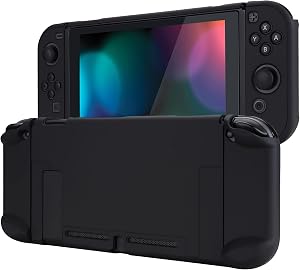 eXtremeRate PlayVital Funda Tacto Suave para Nintendo Switch Carcasa Dura Estuche Protector Separable de Joycons Protectora Dockable Cover C&aacute;scara para Control Switch Joycon Consola(Negro)