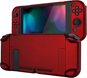 eXtremeRate PlayVital Funda Tacto Suave para Nintendo Switch Carcasa Dura Estuche Protector Separable de Joycons Protectora Dockable Cover C&aacute;scara para Control Switch Joycon Consola(Rojo Escarlata)